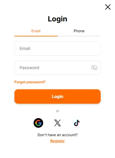 Hitnspin bejelentkezési űrlap email címmel